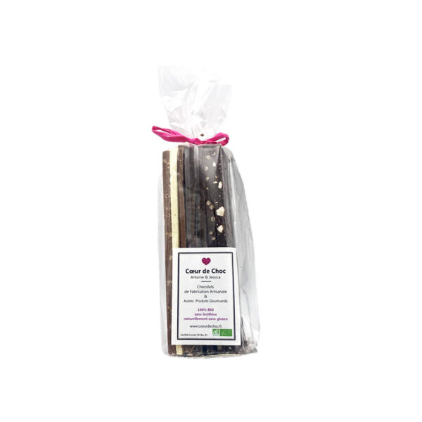 Assortiment de Demi Tablettes au Chocolat Noir, Lait et Blanc BIO Coeur de Choc - La Ferme de Coubert