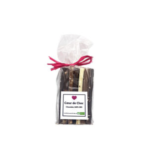 Assortiment de Quarts de Tablettes au Chocolat Noir, Lait et Blanc BIO Coeur de Choc - La Ferme de Coubert