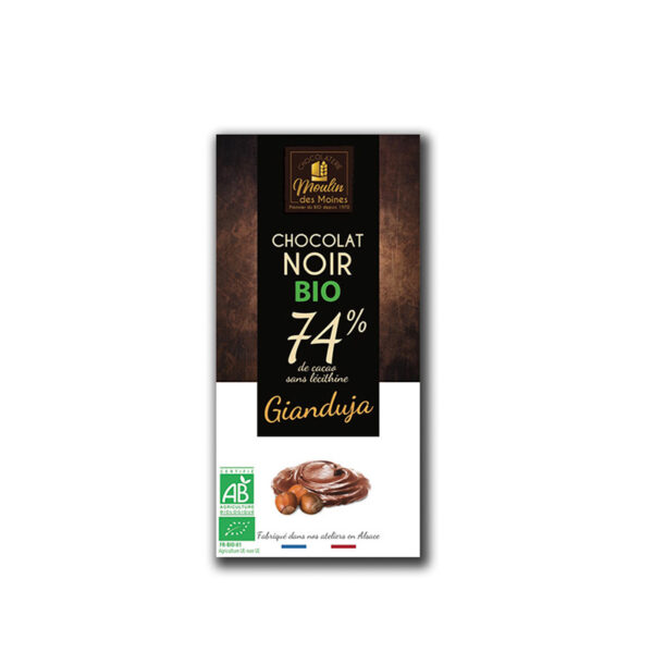 Tablette Chocolat Noir Gianduja BIO Moulin des Moines - La Ferme de Coubert