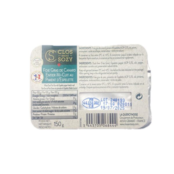 Foie Gras Mi-Cuit au Poivre en Barquette – Image 2