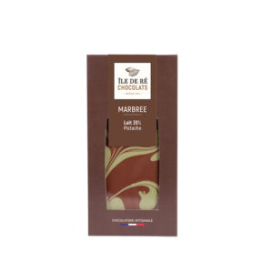 Tablette au Chocolat au Lait 35% Marbrée Pistache Ile de Ré Chocolats - La Ferme de Coubert
