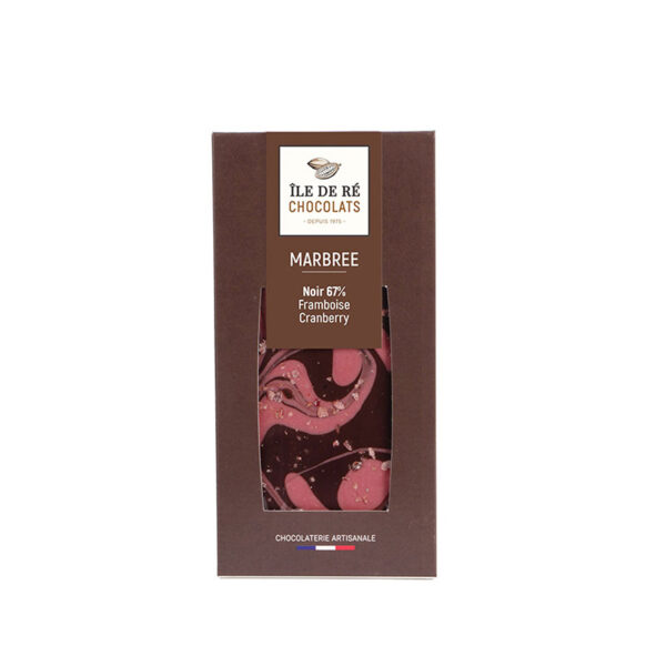 Tablette au Chocolat Noir 67% Marbrée Framboise Ile de Ré Chocolats - La Ferme de Coubert