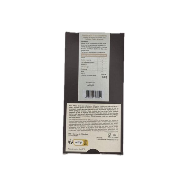 Tablette au Chocolat Noir 67% Eclats de Caramel – Image 2