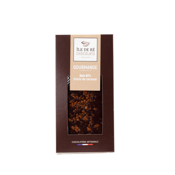 Tablette au Chocolat Noir 67% Eclats de Caramel Ile de Ré Chocolats - La Ferme de Coubert