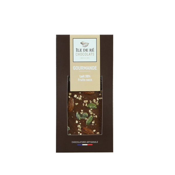 Tablette au Chocolat Lait 35% Fruits Secs Ile de Ré Chocolats - La Ferme de Coubert