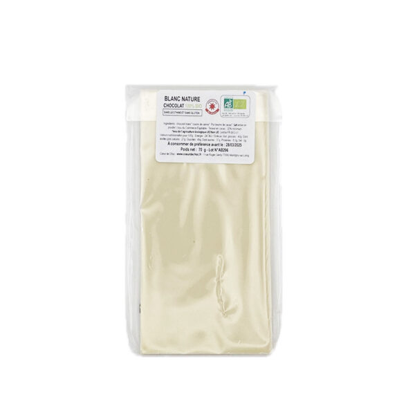 Tablette de Chocolat Blanc BIO Coeur de Choc - La Ferme de Coubert
