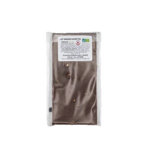 Tablette de Chocolat au Lait aux Amandes et Noisettes BIO Coeur de Choc - La Ferme de Coubert