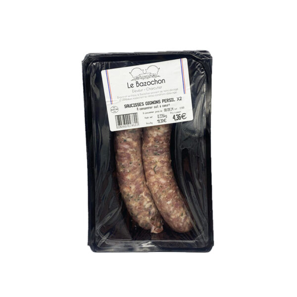 Saucisses à l'Oignon et au Persil X2 le Bazochon - La Ferme de Coubert