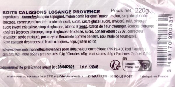 Calissons de Provence en Boite Fer Maffren
